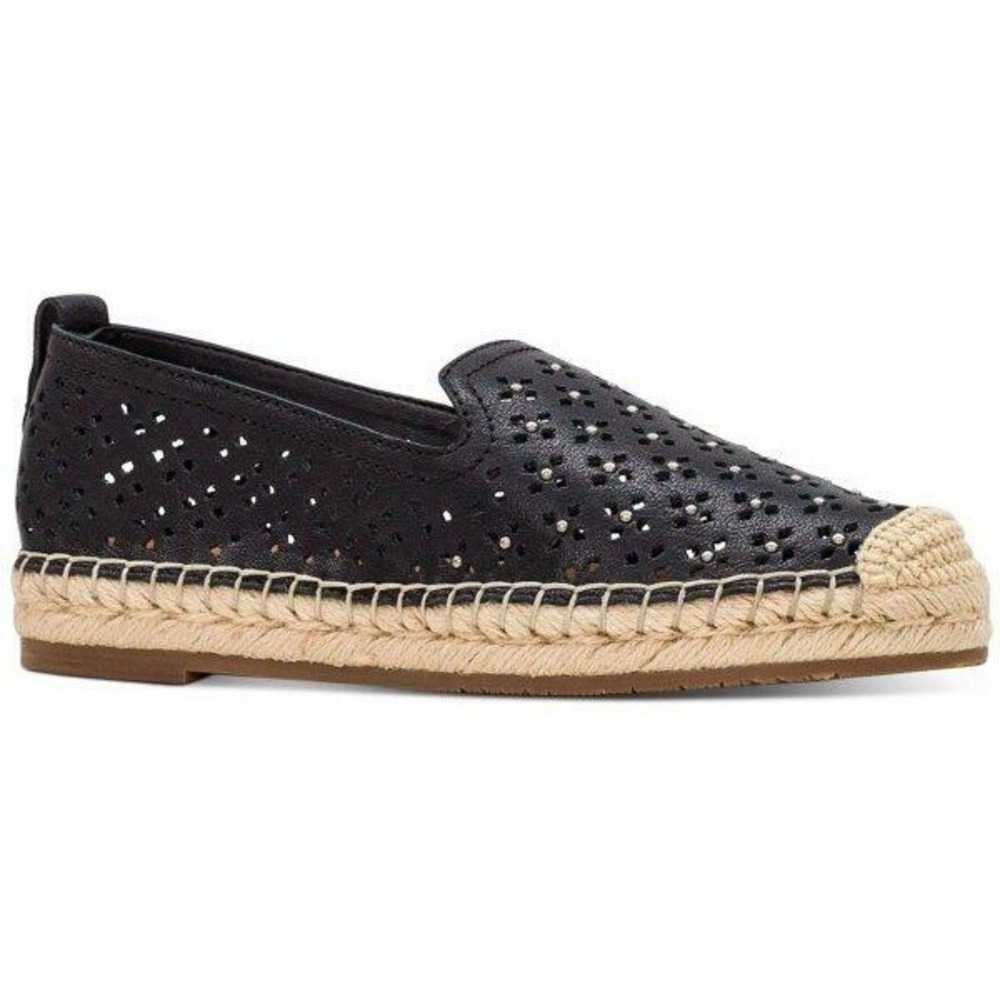 Patricia Nash Elena Black Leather Espadrille Flats 10M New! Comfy, Minimalist